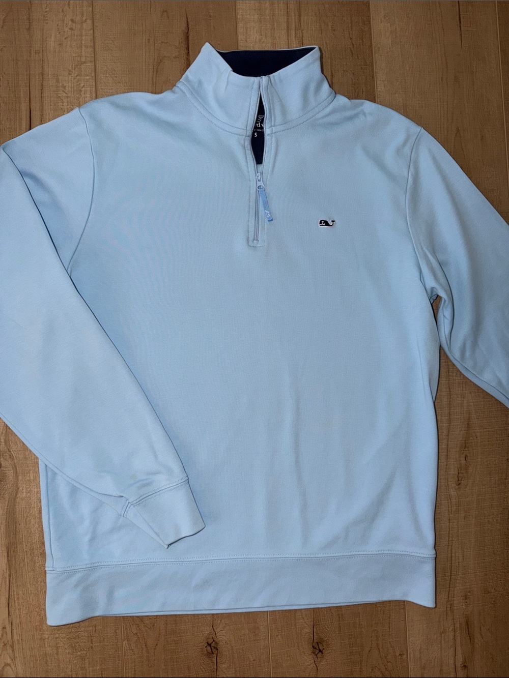 Vineyard Vines Men’s Pale Blue Cotton Quarter-Zip Pullover-Small